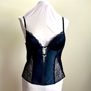 Lormar Black Corset with Rhinestone, Boning and Lace 34 size M